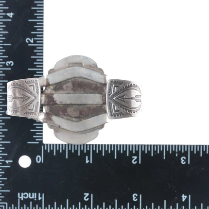 6.75" c1950's Navajo Curio sterling cuff bracelet with nice turquoise - Estate Fresh Austin