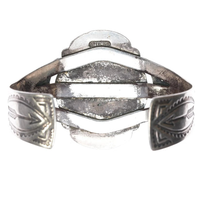 6.75" c1950's Navajo Curio sterling cuff bracelet with nice turquoise - Estate Fresh Austin