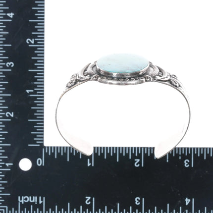 6.75" c1950's Navajo Curio sterling cuff bracelet with nice turquoise - Estate Fresh Austin