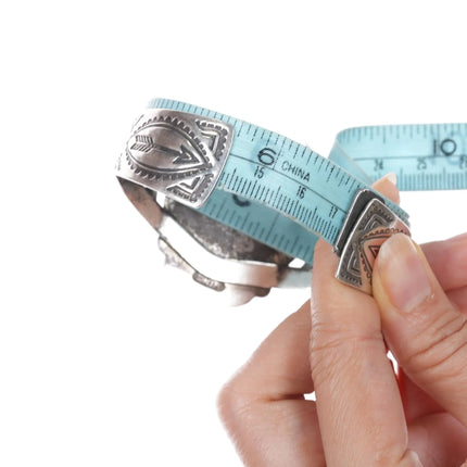 6.75" c1950's Navajo Curio sterling cuff bracelet with nice turquoise - Estate Fresh Austin