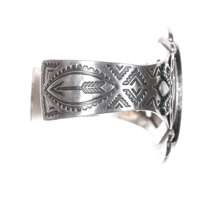 6.75" c1950's Navajo Curio sterling cuff bracelet with nice turquoise - Estate Fresh Austin