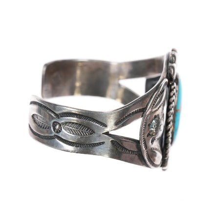 6.75" c1950's Navajo sterling and turquoise cuff bracelet w/ gorgeous stone - Estate Fresh Austin