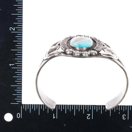 6.75" c1950's Navajo sterling and turquoise cuff bracelet w/ gorgeous stone - Estate Fresh Austin