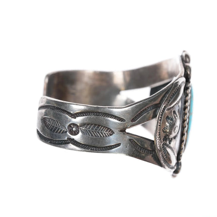 6.75" c1950's Navajo sterling and turquoise cuff bracelet w/ gorgeous stone - Estate Fresh Austin