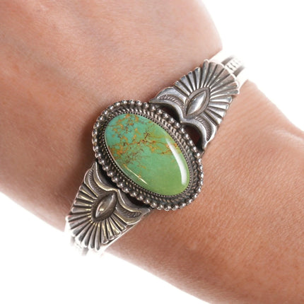 6.75" Calvin Martinez Navajo Sterling and turquoise bracelet - Estate Fresh Austin