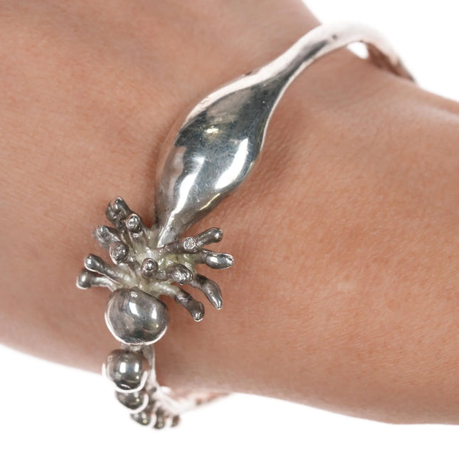 6.75" Carl Tasha (1943-2006) Brutalist sterling cuff bracelet - Estate Fresh Austin