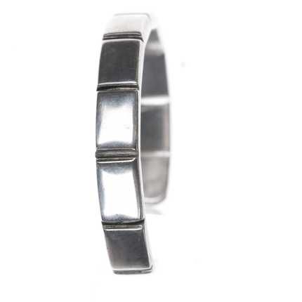 6.75" Christin Wolf thick handmade southwestern sterling cuff bracelet - Estate Fresh Austin