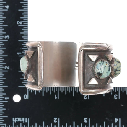 6.75" Clarence Chama Navajo sterling variscite row cuff bracelet - Estate Fresh Austin