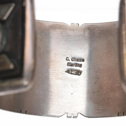 6.75" Clarence Chama Navajo sterling variscite row cuff bracelet - Estate Fresh Austin