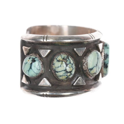 6.75" Clarence Chama Navajo sterling variscite row cuff bracelet - Estate Fresh Austin