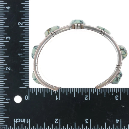 6.75" Clarence Chama Navajo sterling variscite row cuff bracelet - Estate Fresh Austin