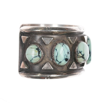 6.75" Clarence Chama Navajo sterling variscite row cuff bracelet - Estate Fresh Austin