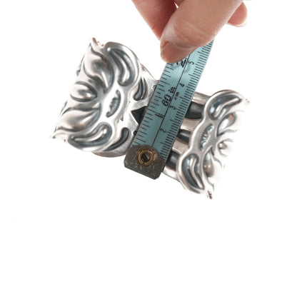 6.75" Cody Sanderson Navajo Heavy Repousse silver cuff bracelet - Estate Fresh Austin