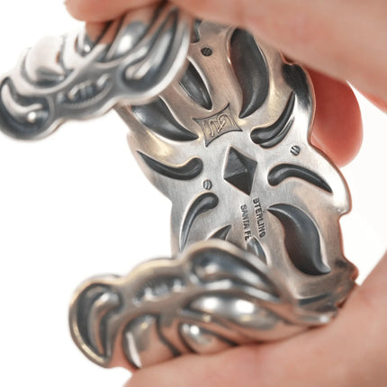 6.75" Cody Sanderson Navajo Heavy Repousse silver cuff bracelet - Estate Fresh Austin