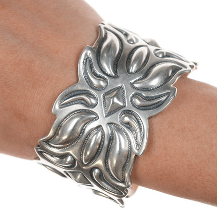 6.75" Cody Sanderson Navajo Heavy Repousse silver cuff bracelet - Estate Fresh Austin