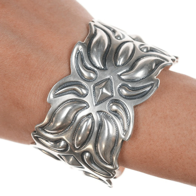 6.75" Cody Sanderson Navajo Heavy Repousse silver cuff bracelet - Estate Fresh Austin