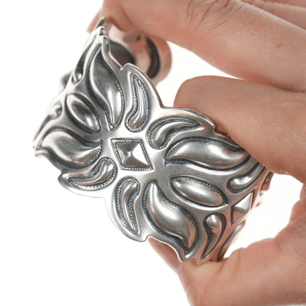 6.75" Cody Sanderson Navajo Heavy Repousse silver cuff bracelet - Estate Fresh Austin