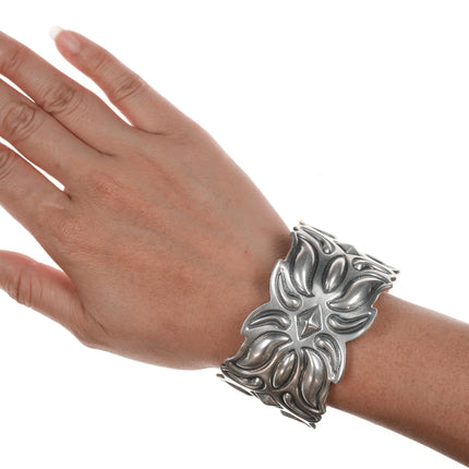6.75" Cody Sanderson Navajo Heavy Repousse silver cuff bracelet - Estate Fresh Austin