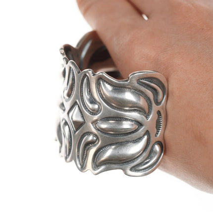 6.75" Cody Sanderson Navajo Heavy Repousse silver cuff bracelet - Estate Fresh Austin
