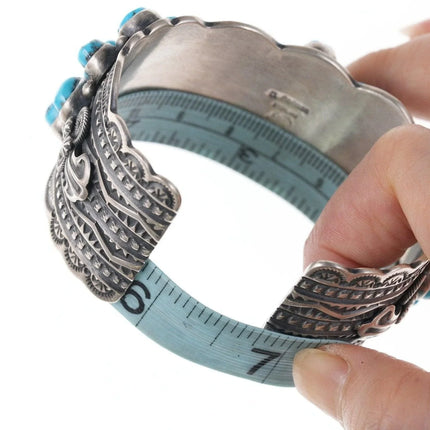 6.75" Darrell Cadman-Navajo Kingman Turquoise sterling silver cuff bracelet - Estate Fresh Austin
