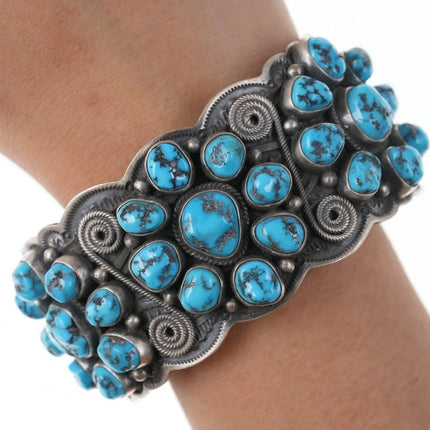 6.75" Darrell Cadman-Navajo Kingman Turquoise sterling silver cuff bracelet - Estate Fresh Austin