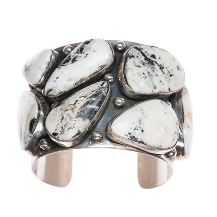 6.75" Darren Livingston Navajo sterling white buffalo cuff bracelet - Estate Fresh Austin