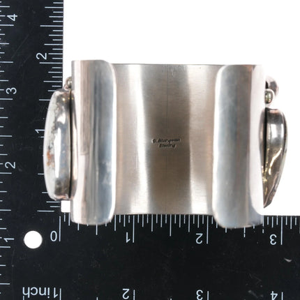 6.75" Darren Livingston Navajo sterling white buffalo cuff bracelet - Estate Fresh Austin