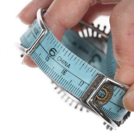 6.75" Delphine Tsadiasi Zuni Rainbow man channel inlay sterling petit point cuff bracelet - Estate Fresh Austin