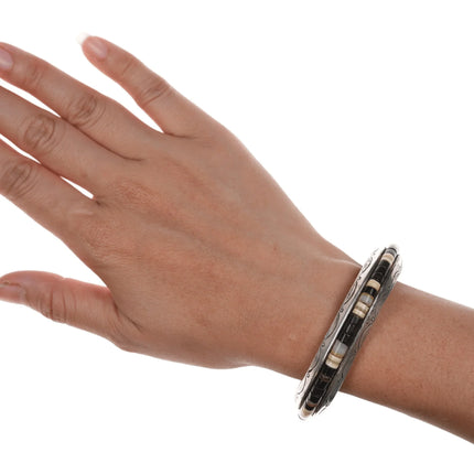 6.75" EB Vintage Native American Heishi Sterling silver cuff bracelet - Estate Fresh Austin