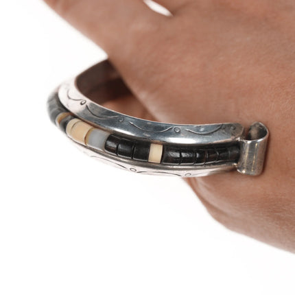 6.75" EB Vintage Native American Heishi Sterling silver cuff bracelet - Estate Fresh Austin