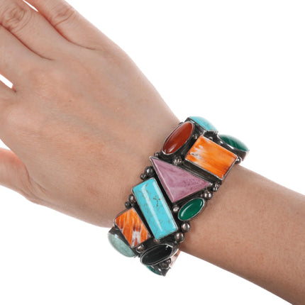 6.75" Garcia Sterling Multi-stone cuff bracelet - Estate Fresh Austin