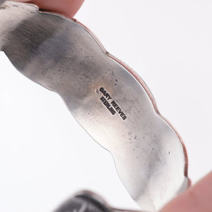 6.75" Gary Reeves (1962-2014) Navajo heavy stamped silver and turquoise bracelet - Estate Fresh Austin