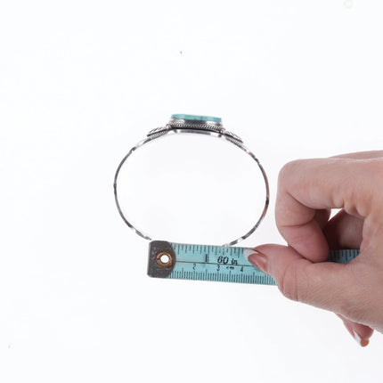 6.75" Gary Reeves (1962-2014) Navajo heavy stamped silver and turquoise bracelet - Estate Fresh Austin