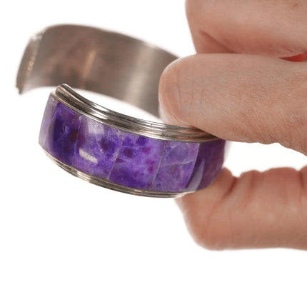 6.75" Harold Smith Navajo Sugilite inlaid sterling cuff bracelet - Estate Fresh Austin