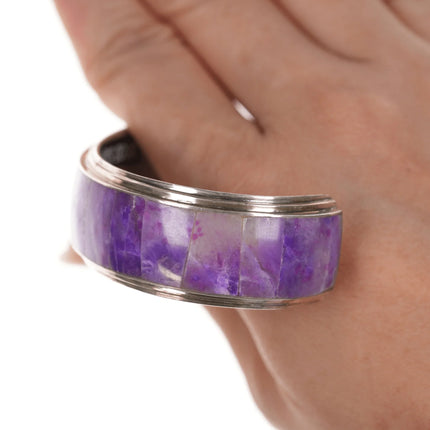 6.75" Harold Smith Navajo Sugilite inlaid sterling cuff bracelet - Estate Fresh Austin
