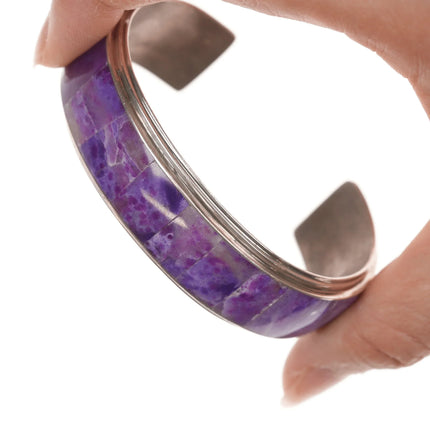 6.75" Harold Smith Navajo Sugilite inlaid sterling cuff bracelet - Estate Fresh Austin