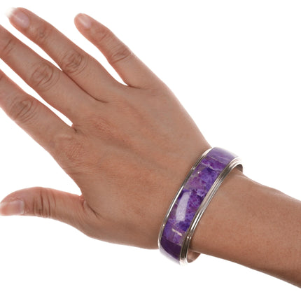 6.75" Harold Smith Navajo Sugilite inlaid sterling cuff bracelet - Estate Fresh Austin