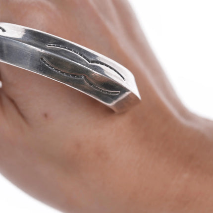 6.75" Heavy vintage Ingot Silver Navajo Carinated cuff bracelet - Estate Fresh Austin