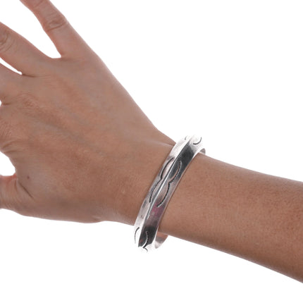 6.75" Heavy vintage Ingot Silver Navajo Carinated cuff bracelet - Estate Fresh Austin