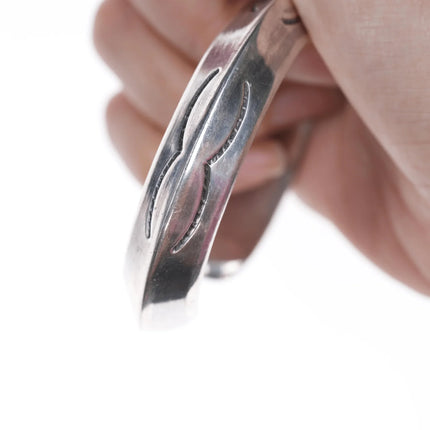 6.75" Heavy vintage Ingot Silver Navajo Carinated cuff bracelet - Estate Fresh Austin