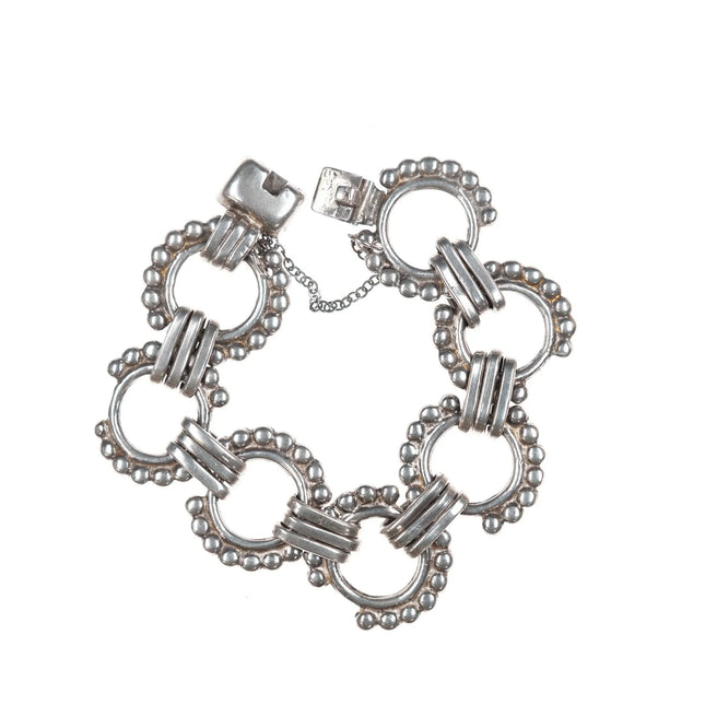 6.75" Hector Aguilar Taxco Sterling silver Beaded circles bracelet - Estate Fresh Austin