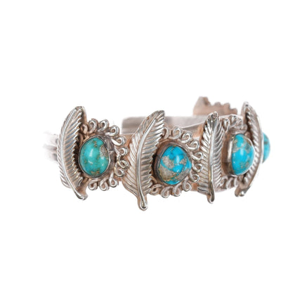 6.75" Jane yikaazba Popovitch Navajo sterling and turquoise cuff bracelet - Estate Fresh Austin