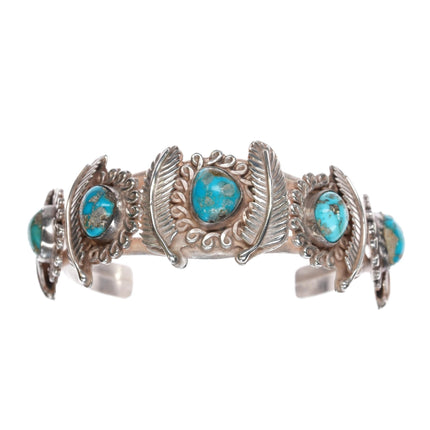 6.75" Jane yikaazba Popovitch Navajo sterling and turquoise cuff bracelet - Estate Fresh Austin