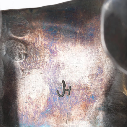 6.75" JH Large vintage Native American sterling and turquoise cuff bracelet - Estate Fresh Austin