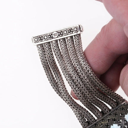 6.75" John Hardy 18k on Sterling Blue Topaz multi-strand wheat chain bracelet - Estate Fresh Austin