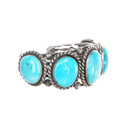 6.75" JW Native American sterling high grade turquoise cuff bracelet - Estate Fresh Austin