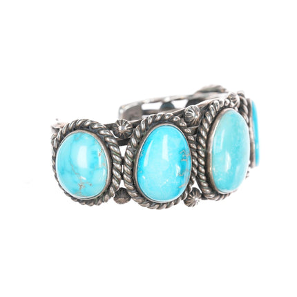 6.75" JW Native American sterling high grade turquoise cuff bracelet - Estate Fresh Austin