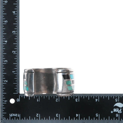 6.75" Kee Joe Benally Navajo Sterling - turqoise & Jet inlay cuff bracelet - Estate Fresh Austin
