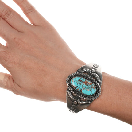 6.75" Kirk Smith Navajo sterling and turquoise cuff bracelet - Estate Fresh Austin