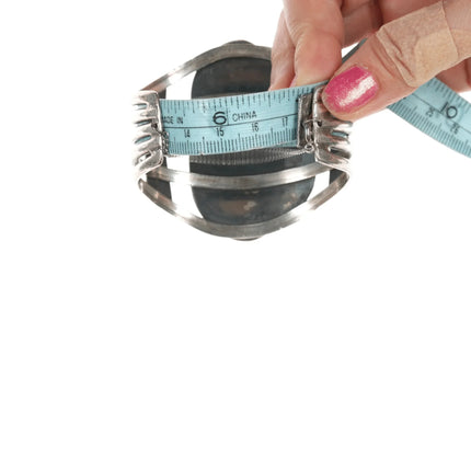 6.75" Large 60's-70's Navajo Silver, turquoise, and coral cuff bracelet - Estate Fresh Austin